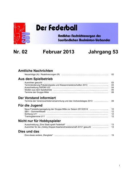 Nr. 02 Februar 2013 Jahrgang 53 Amtliche Nachrichten