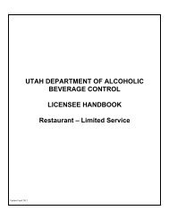 Restaurant - Limited Service Handbook - Utah Department of ...