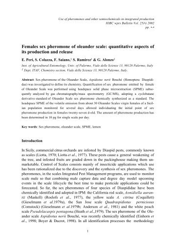 Females sex pheromone of oleander scale: quantitative aspects of ...