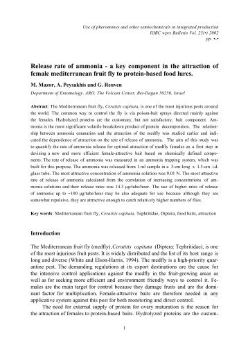 Release rate of ammonia - a key component in the attraction of ...