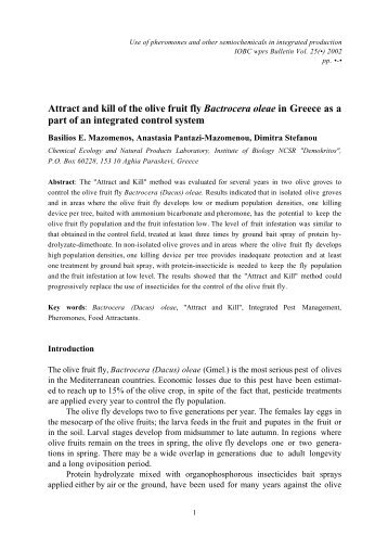Attract and kill of the olive fruit fly Bactrocera oleae in Greece as a ...
