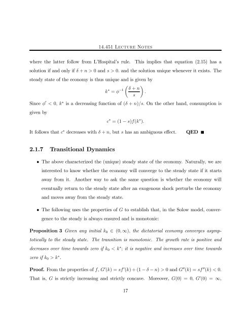 14.451 Lecture Notes Economic Growth