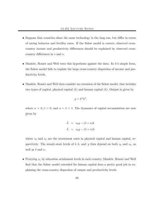 14.451 Lecture Notes Economic Growth