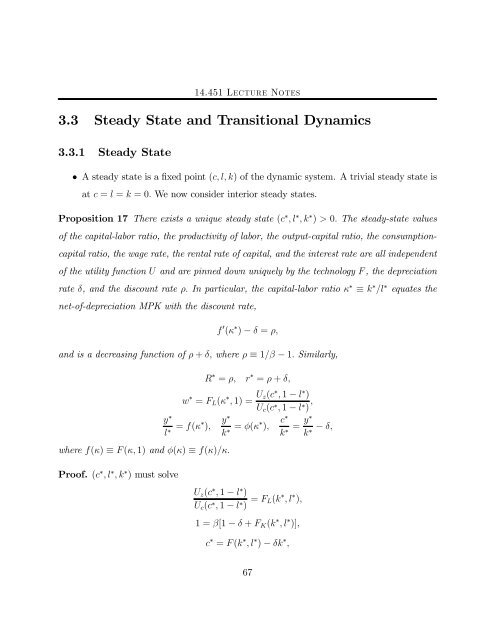 14.451 Lecture Notes Economic Growth