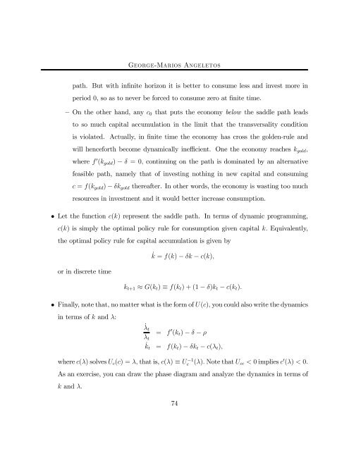 14.451 Lecture Notes Economic Growth