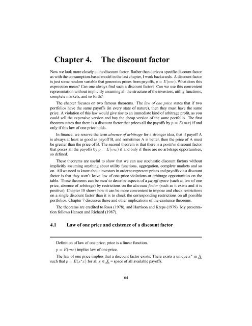 Asset Pricing John H. Cochrane June 12, 2000