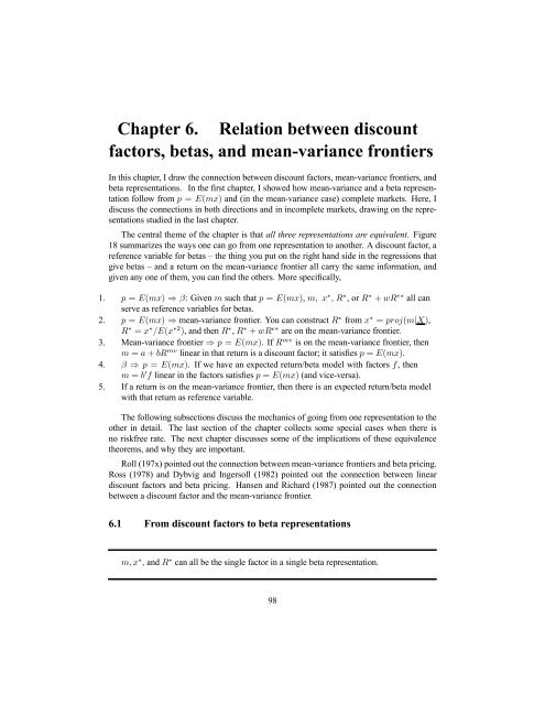 Asset Pricing John H. Cochrane June 12, 2000