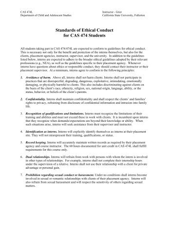 Standards of Ethical Conduct - California State University, Fullerton