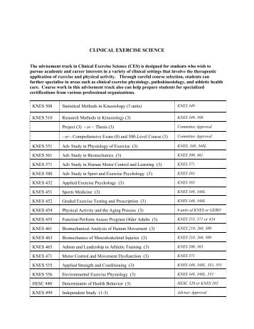 clinical exercise science - College of Health and Human Development