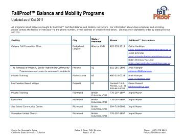 FallProof™ Balance and Mobility Programs - California State ...