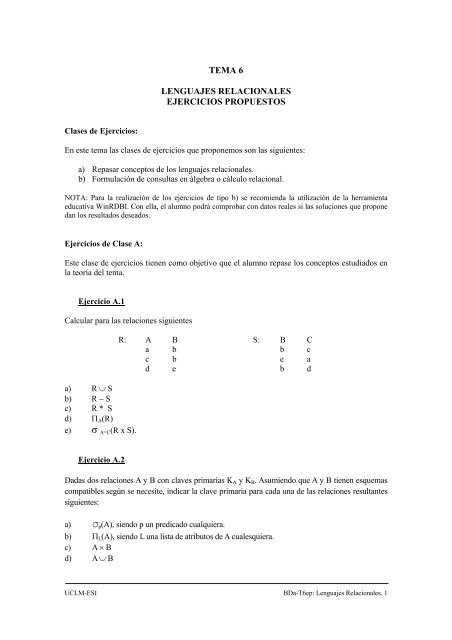 TEMA 6 LENGUAJES RELACIONALES EJERCICIOS PROPUESTOS