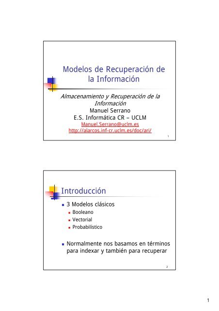 Modelos de Recuperación de la Información Introducción