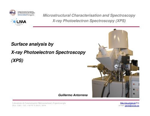 Surface analysis by X-ray Photoelectron Spectroscopy (XPS ... - INA