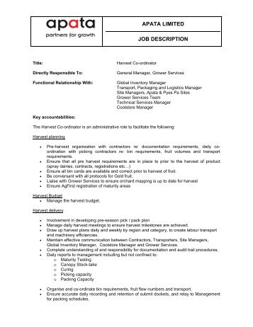 APATA LIMITED JOB DESCRIPTION