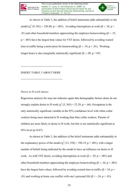 Haddad, H. , Lyons, G. and Chatterjee, K. (2009) - UWE Research ...