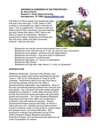 Growing Blueberries in the Pineywoods - SFA Gardens - Stephen F ...