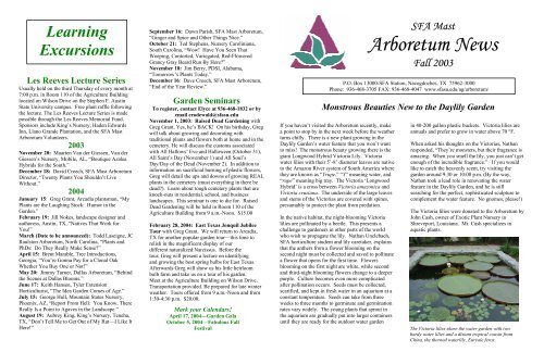 Arboretum News - SFA Gardens - Stephen F. Austin State University