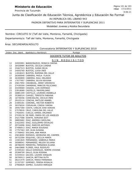 Junta de Clasificación de Educación Técnica, Agrotécnica