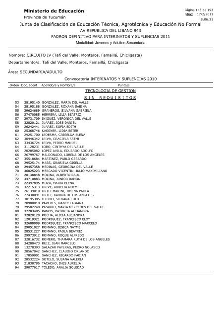 Junta de Clasificación de Educación Técnica, Agrotécnica