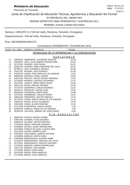 Junta de Clasificación de Educación Técnica, Agrotécnica