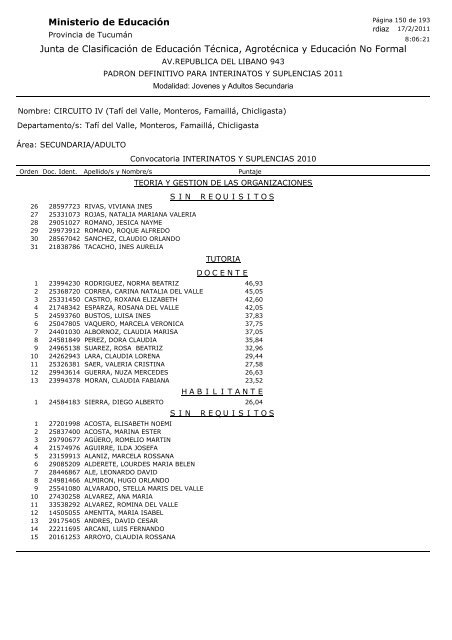 Junta de Clasificación de Educación Técnica, Agrotécnica