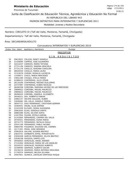 Junta de Clasificación de Educación Técnica, Agrotécnica