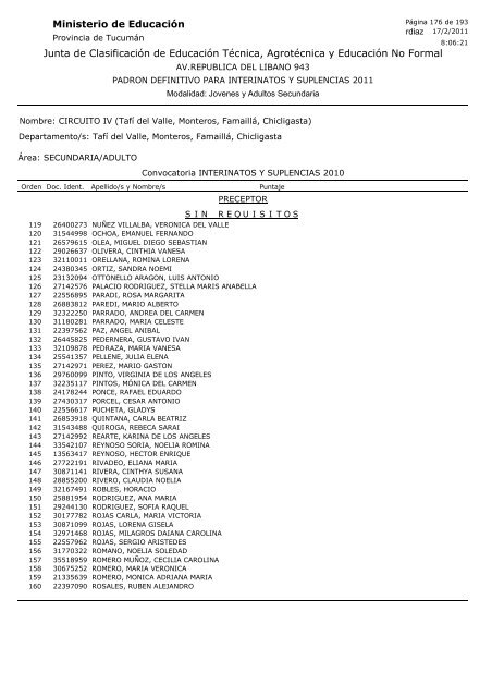 Junta de Clasificación de Educación Técnica, Agrotécnica