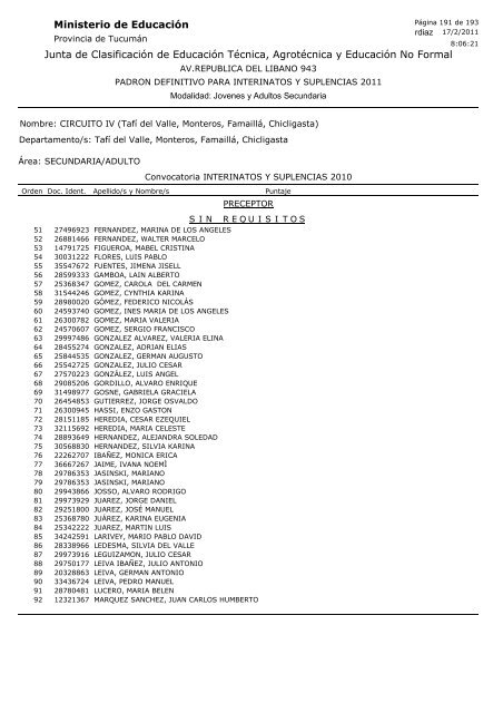 Junta de Clasificación de Educación Técnica, Agrotécnica