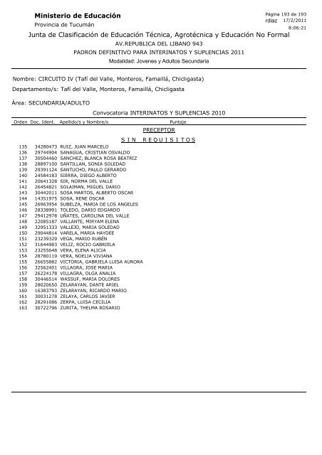 Junta de Clasificación de Educación Técnica, Agrotécnica