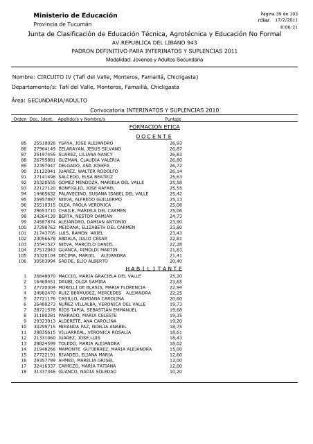 Junta de Clasificación de Educación Técnica, Agrotécnica