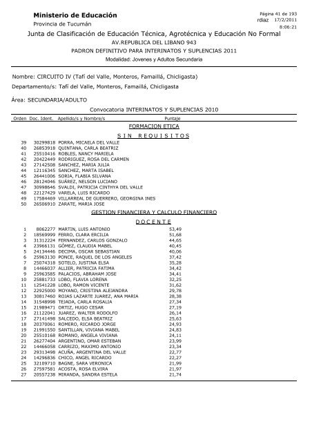 Junta de Clasificación de Educación Técnica, Agrotécnica