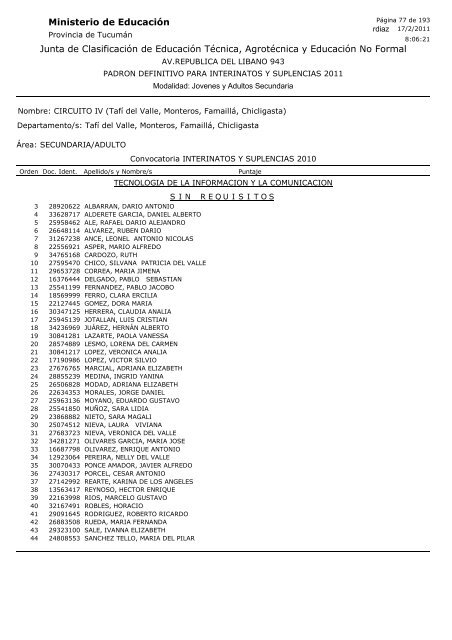 Junta de Clasificación de Educación Técnica, Agrotécnica