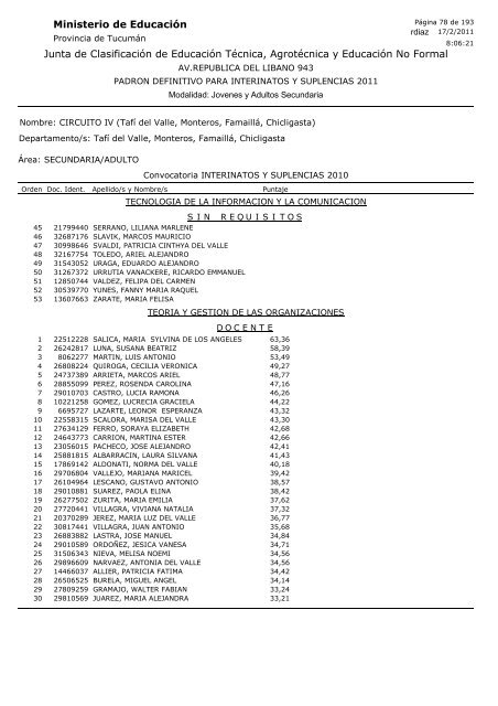 Junta de Clasificación de Educación Técnica, Agrotécnica