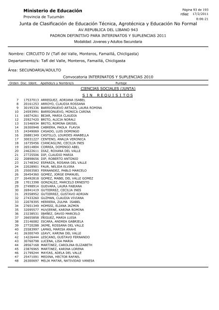 Junta de Clasificación de Educación Técnica, Agrotécnica