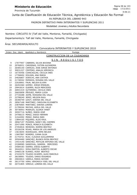 Junta de Clasificación de Educación Técnica, Agrotécnica