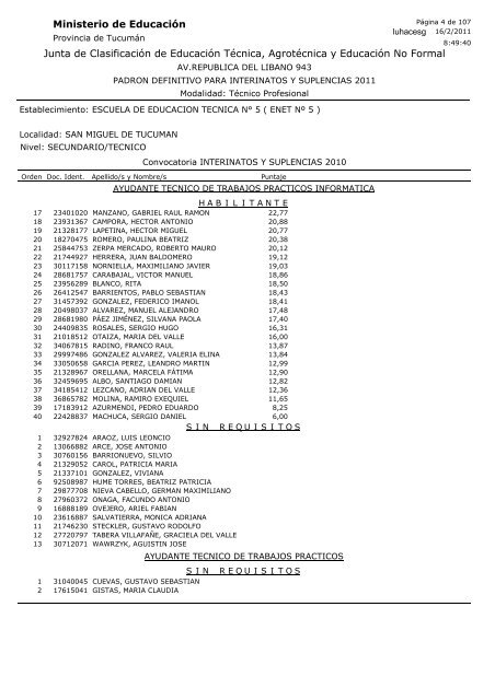 Junta de Clasificación de Educación Técnica, Agrotécnica