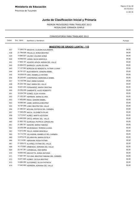 Junta de Clasificación Inicial y Primaria