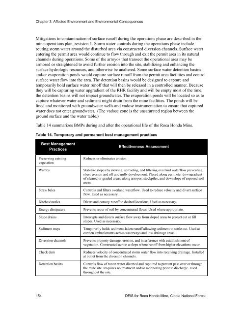 Draft Environmental Impact Statement for Roca Honda Mine