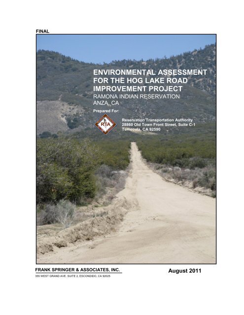 environmental assessment for the hog lake road improvement project