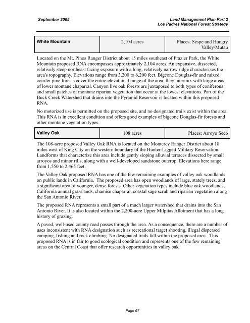 Land Management Plan - Part 2 Los Padres National Forest Strategy