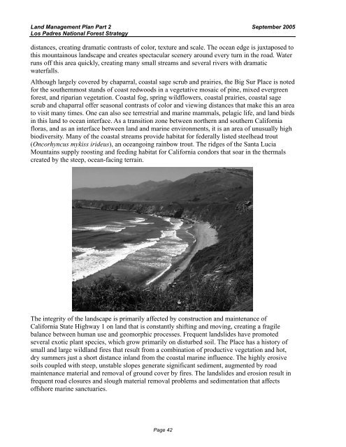 Land Management Plan - Part 2 Los Padres National Forest Strategy