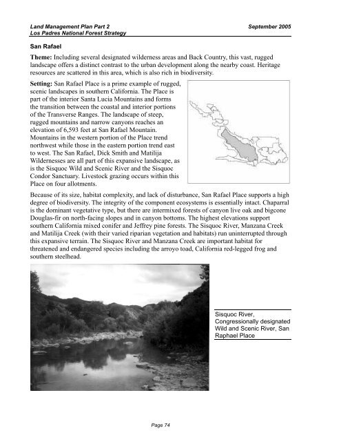 Land Management Plan - Part 2 Los Padres National Forest Strategy