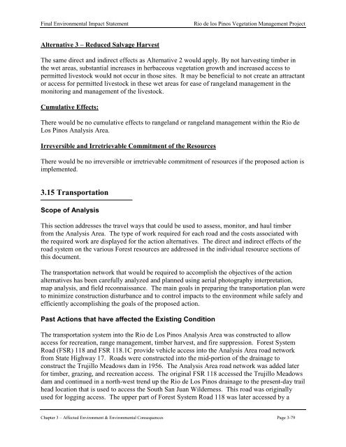 Final Environmental Impact Statement Rio de los Pinos Vegetation ...