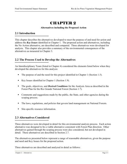 Final Environmental Impact Statement Rio de los Pinos Vegetation ...