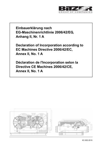 Einbauerklärung nach EG-Maschinenrichtlinie 2006/42/EG, Anhang ...