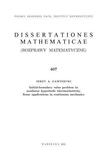 DISSERTATIONES MATHEMATICAE - Journals IM PAN
