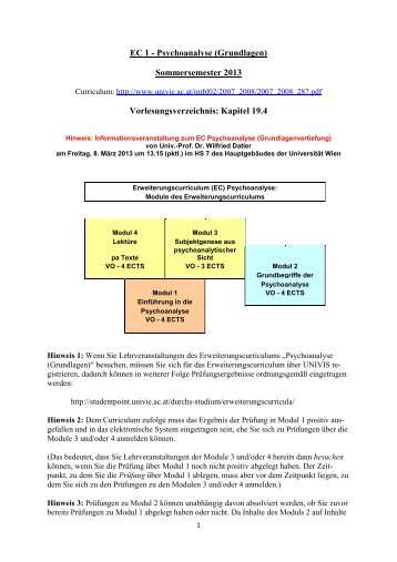 Übersicht SS 2013 - Universität Wien