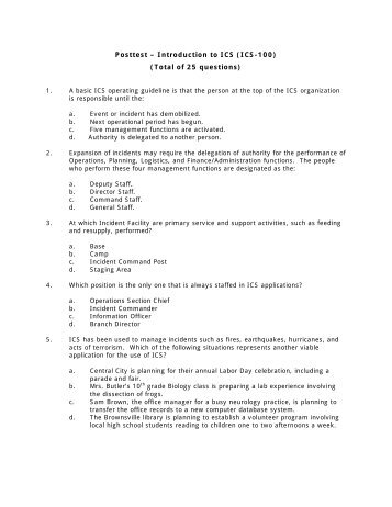 Introduction to ICS (ICS-100) - Emergency Management Institute