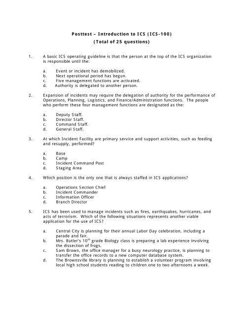 Introduction to ICS (ICS-100) - Emergency Management Institute