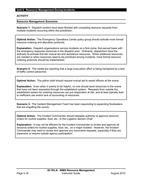 IS-703 NIMS Resource Management - Emergency Management ...